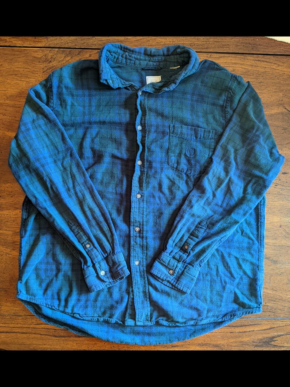 Chaps 100% Cotton Blue/Green Plaid Flannel